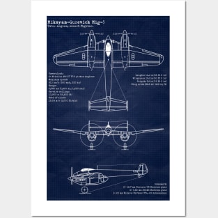 Mig5 Fighter Blueprint Posters and Art